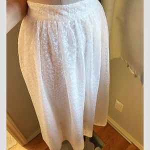 HnM White embroidered see thru lined skirt